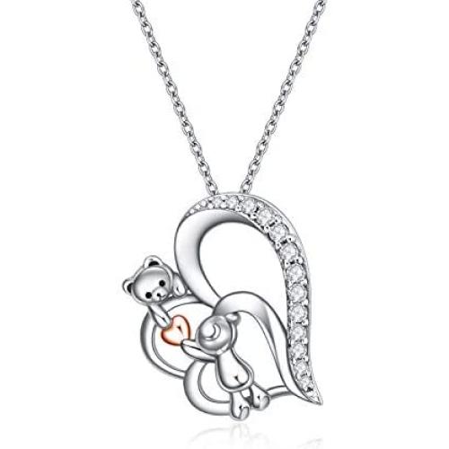 YAFEINI Elephant Necklace Sterling Silver Flying Butterfly Heart Pendant Jewelry Birthday Gifts for Women