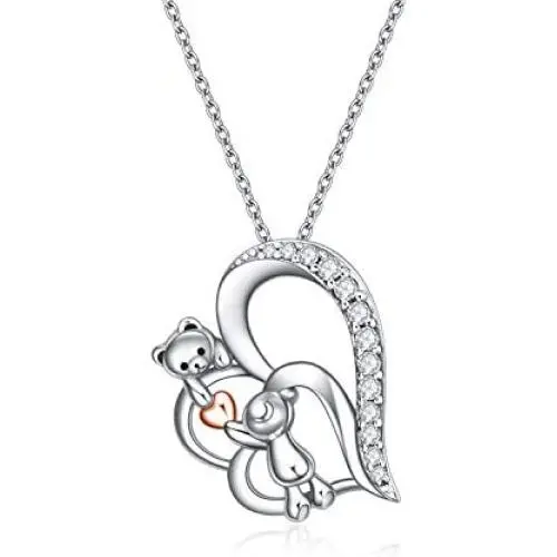YAFEINI Elephant Necklace Sterling Silver Flying Butterfly Heart Pendant Jewelry Birthday Gifts for Women