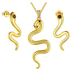 Mens Snake Ring 925 Sterling Silver/18K Gold/Black Gun 3 Colors Animal Snake Adjustable Ring Snake Earrings Necklace Boy Hip Hip Ring Jewelry Gift