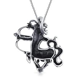 Astrology Horoscope Zodiac Sign Pendant Necklace For Men Women Oxidized Antiqued 925 Sterling Silver All Constellation