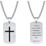 Rnivida Mens Bible Verse Cross Tag Pendant Necklace, Stainless Steel Inspirational Necklace for Men Boys