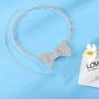 Masiter Sparkly Rhinestone Necklace Bowtie Crystal Choker Bowknot Tennis Chain Wedding Bridal Bridesmaid Costume Jewelry for Women and Girls