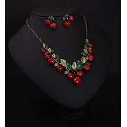 BINKILA Vintage Fashion Turquoise Crystal Flower Cherry Butterfly Heart-Shaped Peacock Pendant Chain Necklace Jewelry for Woman