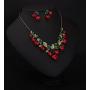 BINKILA Vintage Fashion Turquoise Crystal Flower Cherry Butterfly Heart-Shaped Peacock Pendant Chain Necklace Jewelry for Woman