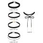 Mudder 5 Pieces Black Velvet Choker Necklaces Stretch Tattoo Choker Elastic Tassel Necklaces