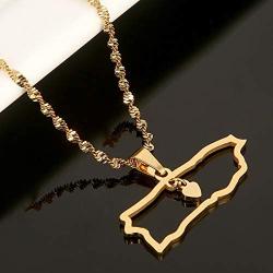 Stainless Steel Puerto Rico Map Pendant Necklaces Puerto Ricans Map Jewelry