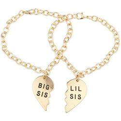 Lux Accessories Big Sis Lil Sis BFF Best Friends Forever Sisters Family Matching Bracelet Set of 2