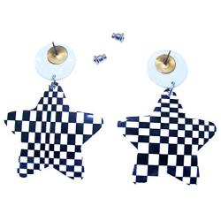 DesignedDazzle Black and White Checkerboard Checkered Flag Racing Earrings