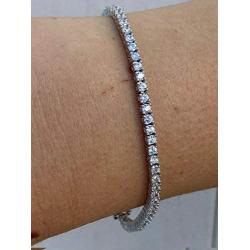 Real Solid 925 Sterling Silver 2mm CZ Tennis Bracelet - 6-8.5'' Iced Diamond One Row Bracelet - Thin & Great For Classy Everyday Look