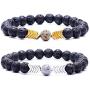 VALIJINA 8mm Lava Rock Stone Bead Bracelet for Women Men Adjustable Arrow Essential Oil Diffuser Bracelet Set