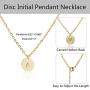 Initial Pendant Necklace, 14K Gold Filled Dainty Round Disc Double Side Engraved Hammered Initial Necklace Personalized Letter Pendant Initial Necklaces Jewelry Gifts for Women Girls