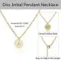 Initial Pendant Necklace, 14K Gold Filled Dainty Round Disc Double Side Engraved Hammered Initial Necklace Personalized Letter Pendant Initial Necklaces Jewelry Gifts for Women Girls