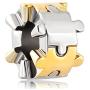 Q&Locket Two Tone Puzzle Piece Charm Bracelet Spacer European Bead for Bracelet