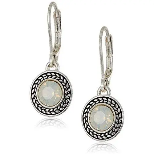 Handmade Swarovski Crystal Lever-Back Dangle Drop Earrings Leverback For Women, Stainless Steel Silver Handmade Swarovski Crystal Lever-Back Dangle Drop Earrings Leverback For Women, Stainless Steel Silver