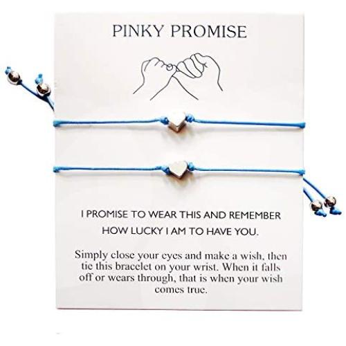 ROSTIVO Pinky Promise Bracelets Best Friend Bracelets for 2 Matching Bracelets Couples Bracelets (Blue)