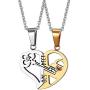 HUANIAN His&Hers Stainless Steel Key to Love Matching Half of Heart 520 Pendant Necklace for Couples
