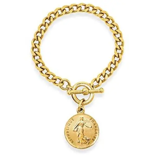 Ben-Amun Jewelry 24k Gold Plated Coin Bracelet Made in New York French Coin Charm Chain Link Statement Bohemian Gypsy Vintage Euro Antique Bracelet Women Anniversary Luxury Gift, 7 inch (50430) Ben-Amun Jewelry 24k Gold Plated Coin Bracelet Made in New York French Coin Charm Chain Link Statement Bohemian Gypsy Vintage Euro Antique Bracelet Women Anniversary Luxury Gift, 7 inch (50430)