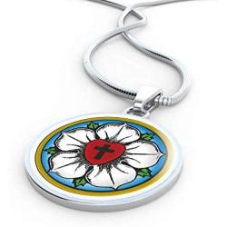 Ruby Peach Luther Rose Pendant Necklace Jewelry