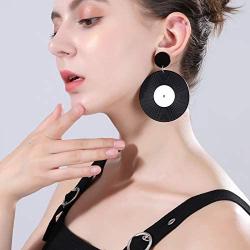 Punk Record Disc Dangle Earrings Music Disk DJ Personality Earrings for Women Girls