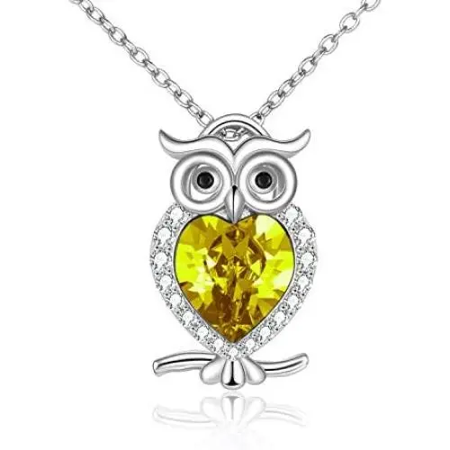WINNICACA Birthstone Necklace s925 Sterling Silver Owl Pendant Necklace Jewelry Gifts Women Girls Birthday Christmas Owl Lovers WINNICACA Birthstone Necklace s925 Sterling Silver Owl Pendant Necklace Jewelry Gifts Women Girls Birthday Christmas Owl Lovers