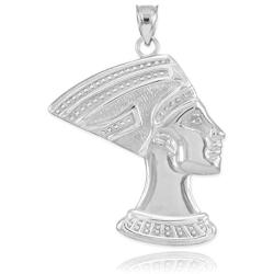 High Polish 925 Sterling Silver Egyptian Queen Nefertiti Charm Pendant Necklace