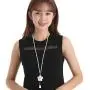 TULIP LY White Crystal Pendant Necklace Long Sweater Necklace Fashion Jewelry for Women Girls TULIP LY White Crystal Pendant Necklace Long Sweater Necklace Fashion Jewelry for Women Girls