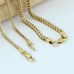 GOLD IDEA JEWELRY 5 Times Real 14k/ White Gold Plated Franco Link Chain 2.5mm/4mm Stainless Steel Bracelet and Necklace for Men Women