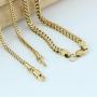 GOLD IDEA JEWELRY 5 Times Real 14k/ White Gold Plated Franco Link Chain 2.5mm/4mm Stainless Steel Bracelet and Necklace for Men Women