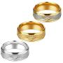 COTTVOTT 3pcs/Set Unisex Stainless Steel Sandblasted Finish Ring Engraved Patterned Wedding Band Size 6.5-11.5