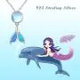 TRISHULA Mermaid Tail Necklace for Women,925 Sterling Silver Whale Tail Moonstone Pendant Cute Animal Jewelry Gift for Women Girl Mom Daughter TRISHULA Mermaid Tail Necklace for Women,925 Sterling Silver Whale Tail Moonstone Pendant Cute Animal Jewelry Gift for Women Girl Mom Daughter