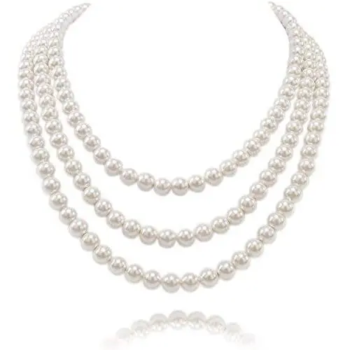 Kalse 3 Strands 4mm Simulated Pearl Choker Chunky Bib Necklace 17 18 19 inch Kalse 3 Strands 4mm Simulated Pearl Choker Chunky Bib Necklace 17 18 19 inch
