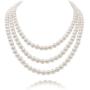 Kalse 3 Strands 4mm Simulated Pearl Choker Chunky Bib Necklace 17 18 19 inch