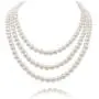 Kalse 3 Strands 4mm Simulated Pearl Choker Chunky Bib Necklace 17 18 19 inch Kalse 3 Strands 4mm Simulated Pearl Choker Chunky Bib Necklace 17 18 19 inch