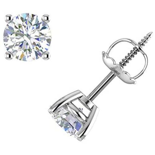 DIAFROST-1/2 Carat to 2 Carat 4-Prong Set Lab Grown Diamond Stud Earrings in 14K Gold - IGI Certified (VS2-SI1 Clarity)