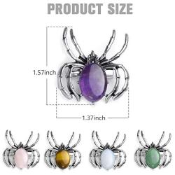 JXMYBA Spider Brooches for Women,Healing Crystal Pendant Gemstone Necklace Balance Chakra Jewelry with Stainless Steel Chain Gift Box