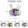 JXMYBA Spider Brooches for Women,Healing Crystal Pendant Gemstone Necklace Balance Chakra Jewelry with Stainless Steel Chain Gift Box