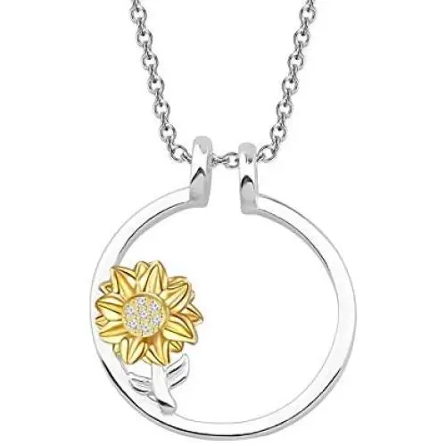 WSNANG Ring Holder Necklace Sunflower Ring Keeper Pendant Necklace Jewelry for Women Girl WSNANG Ring Holder Necklace Sunflower Ring Keeper Pendant Necklace Jewelry for Women Girl