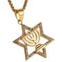 AsAlways Men Women Branch Candle Holder Pendant Israel Judaica Gift Religious Jewelry Jewish Megan Star of David Pendant Necklace 18K Gold Hexagon Star Necklace
