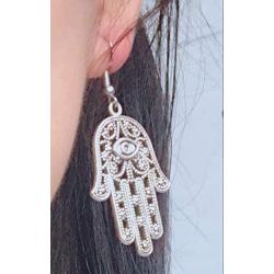 Ancient Evil Eye Hamsa Fatima Hand Drop Earrings for Women Filigree Palm Dangle Earring Jewelry