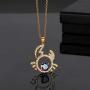 Hipunk Constellation Necklace Iced Out 18k Gold Plated 12 Zodiac Sign Pendant Horoscope Astrology Star Birthday Jewelry SP0068