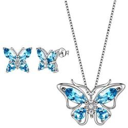 Aurora Tears Butterfly Jewelry Women 925 Sterling Silver Butterflies Necklace/Earrings/Rings Wedding Gift