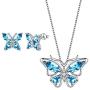 Aurora Tears Butterfly Jewelry Women 925 Sterling Silver Butterflies Necklace/Earrings/Rings Wedding Gift