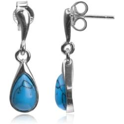 Sterling Silver Imitation Turquoise Small Drop Dangle Earrings