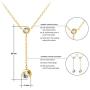 555Jewelry Womens Stainless Steel Lariat Y Drop Layer Round CZ Pendant Necklace