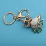 BEKECH Cute Owl on Leaves Charm Crystal Rhinestone Owl Charm Key Chain for Women Girl Handbag Accessories Purse Charm Pendant3