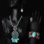 MAYTRY Original Woven Turquoise Necklace 4-Piece Set-Turquoise Necklace, Turquoise Bracelet, Turquoise Earrings, Turquoise Ring, Personalized Fashion Set MAYTRY Original Woven Turquoise Necklace 4-Piece Set-Turquoise Necklace, Turquoise Bracelet, Turquoise Earrings, Turquoise Ring, Personalized Fashion Set