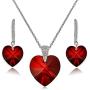 Sterling Silver Heart Necklace and Dangle Earrings Set Created with Swarovski Crystal