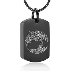 constantlife Cremation Jewelry for Ashes Tree of Life Engraving Stainless Steel Urn Pendant Necklace Personalized Customization Keepsake