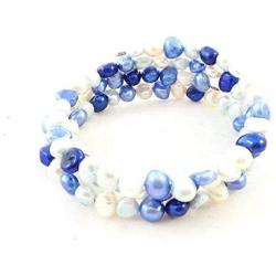 The Island Pearl Mixed Color Blue and White Freshwater Pearl Bracelet