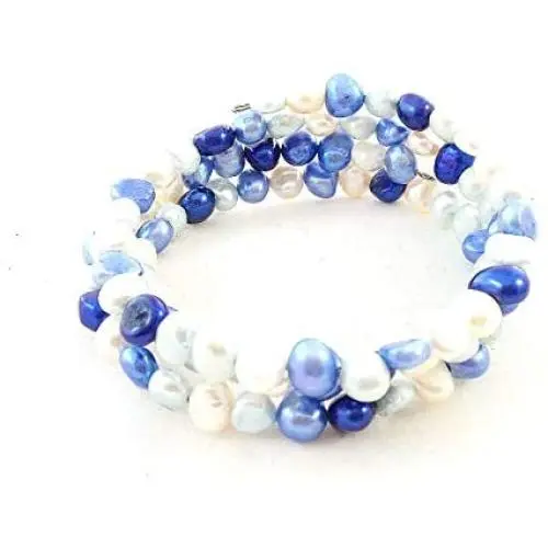 The Island Pearl Mixed Color Blue and White Freshwater Pearl Bracelet